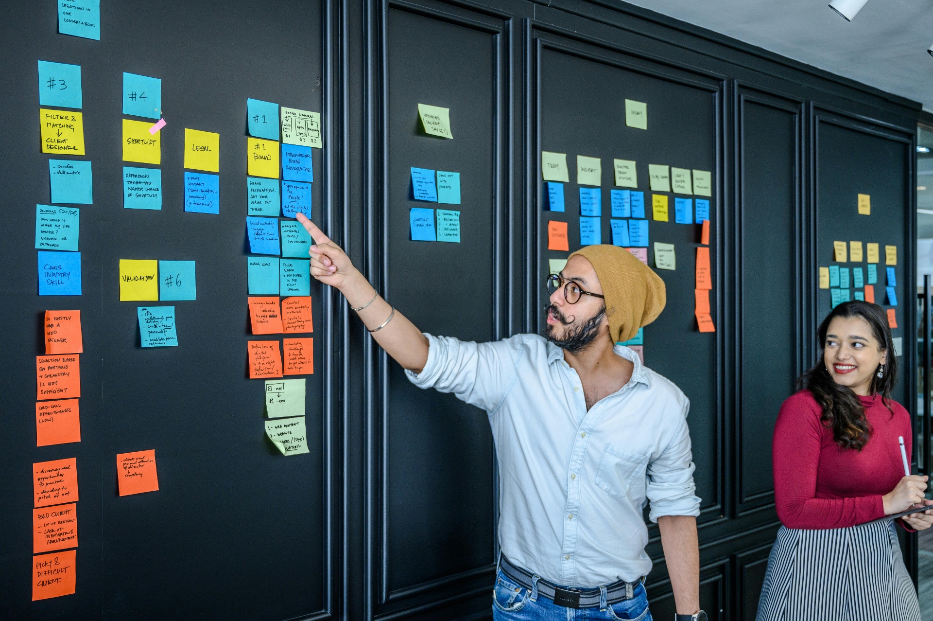 Agile team bij Kanban board
